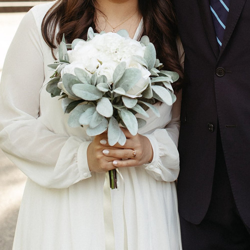 8-10" Ivory Boho Bridal/Wedding Bouquet plus Matching Boutonniere Set